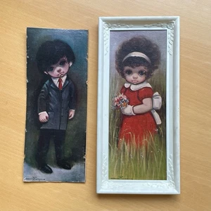 Big Eyes Ozz Franca Boy Flower Girl Set of 2 Vintage Children MCM 1960s 5x11” - Picture 1 of 7
