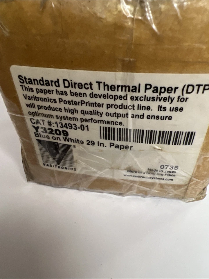 Varitronics Standard Direct Thermal DTP Printer Paper Y3209 Blue On White - Image 1 of 3