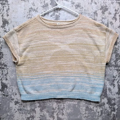 Daily Practice Anthropologie Ombre Knit Sweater Top Women's Sz L Beige Short EUC - Image 1 of 4