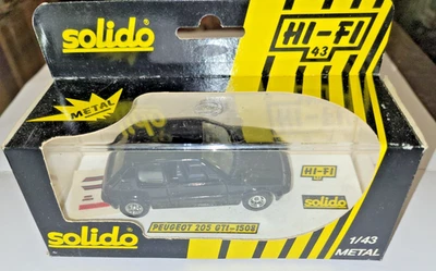 PEUGEOT 205 GTI - 1508 SOLIDO 1/43 - Nera -modellino automobile vintage in box - Immagine 1 di 4