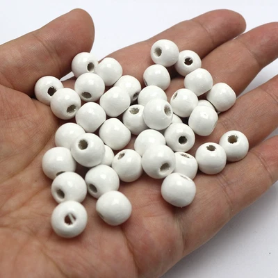200 cuentas de madera redondas blancas de 10 mm (3/8") ~ cuentas espaciadoras para hacer joyas Foto 1 de 4