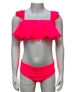 NEXT Kids Girls Lovely Swim Pink Pom Pom Trim 2 Piece Bikini Set 10 Years - Picture 1 of 2