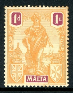 Malta 1922 British QV 1p Buff & Plum Scott #100 Mint U552 ⭐⭐⭐⭐⭐⭐ - Picture 1 of 6