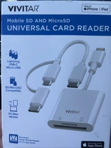 Vivitar Mobile SD and MicroSD Universal Card Reader White MOV4016-WHT - Afbeelding 1 van 1
