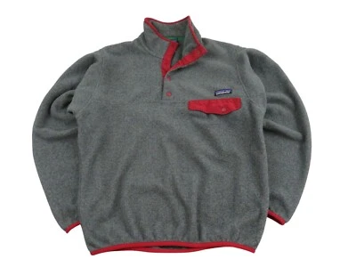 Vintage Patagonia Baggy Synchilla Snap-T Pullover Fleece Jacket Mens XS Gray Red - Image 1 of 4