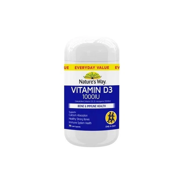 Nature's Way Vitamin D3 ( Colcalciferol ) 1000IU 75 Soft Capsules - image 1 of 1