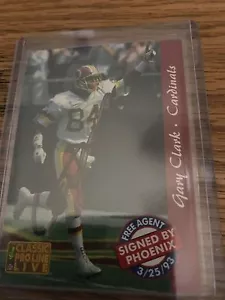 1993 Classics Pro line Live Gary Clark Auto Card WASHINGTON REDSKINS - Picture 1 of 2