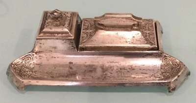 Icónico WMF Art Nouveau Soporte de tinta plateado Tintero Secador Pluma Bandeja Foto 1 de 4