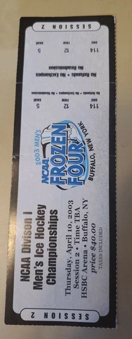 2003 Frozen Four Semi Final Hockey Unused Ticket Michigan vs Minnesota Creased Cover