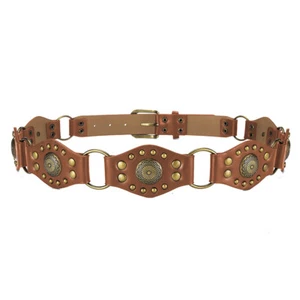 Women Retro Metal Belt Belt Cowboy Western Denim Skirt Faux Leather Waistband US - Picture 1 of 27