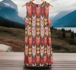 TORY BURCH WOMENS SLEEVELESS MULTI COLORS GEO DESIGN SHEALTH DRESS SIZE 8 EUC - Picture 1 of 6