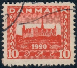 DINAMARCA. 1920. #156. Reunión. 10 Øre rojo, variedad RELLENO N. VF usado (PK2310) - Imagen 1 de 2