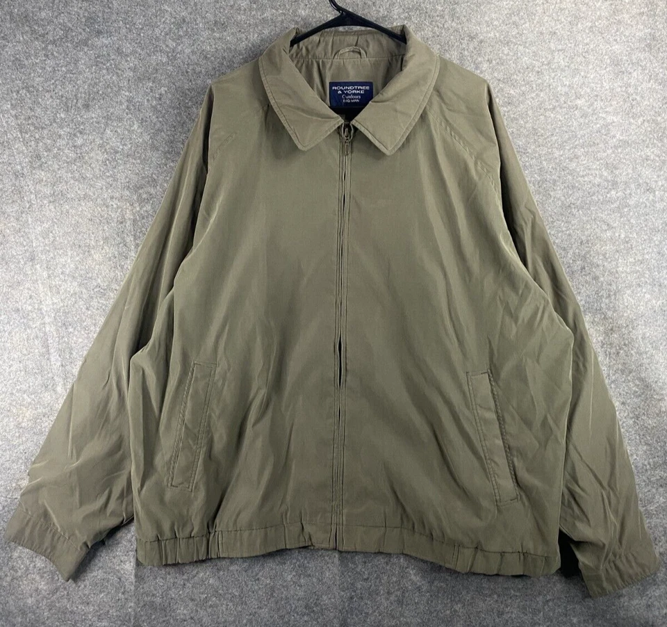 Chaqueta Roundtree & York Outdoors Big Man para hombre 2XL beige/verde cremallera completa cuello Foto 1 de 4