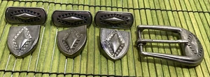 Vintage Western Buckle Company Aged Nickle Buckle 1" Bar 3 Tips 3 Loops Set - Picture 1 of 12