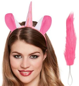 Unicorn Horn on Alice Band & Tail Fantasy Fancy Dress Costume Accessory - Picture 1 of 1