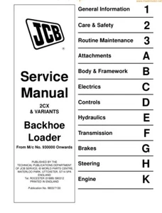 JCB 2CX & Varianten Service Manual | Mailed CD or USB - Bild 1 von 8