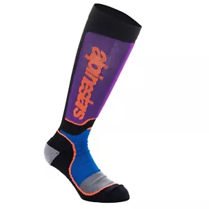 Alpinestars MX Plus Socken ideal für Motocross SCHWARZ ROYALBLAU LILA (1246) - L - Bild 1 von 5