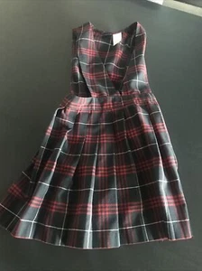 French Toast - Girl’s Plaid V-Neck Pleated Jumper Navy Red Size 7 - Picture 1 of 8