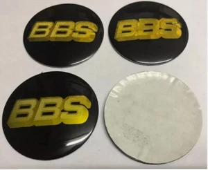 4x Sticker BBS Wheel Centre Cap Hub 3D Logo 65mm 6.5cm Black / Gold Stickers - Picture 1 of 3