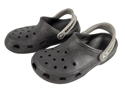 Oakland Raider Crocs Size 8-9W / 6-7M Clogs Sandals Slippers Shoes Black Cover