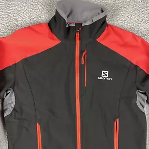 Salomon Jacket Mens Small Black Clima Wind Full Zip Windbreaker Running Training - Picture 1 of 9