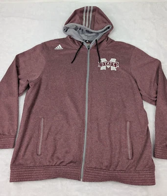 Adidas Mississippi State Bulldogs Hoodie Full-Zip Men's Size 2XL Embroidered - Image 1 of 4