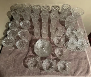 Fostoria American CHOICE Footed Glasses Bowls Cups Saucers Cream Sugar NICE! - Picture 1 of 22
