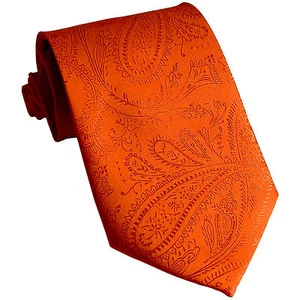 New polyester Men's Neck Tie only Paisley Orange Wedding Prom Party Occasions - Picture 1 of 2