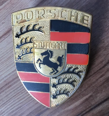 genuine porsche 911 912 hood emblem crest ORANGE RARE NICE 1968-73 - Image 1 of 2