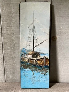 Pintura al óleo original Manuel Muñoz Mérida mediados de siglo barco moderno firmado - Imagen 1 de 11