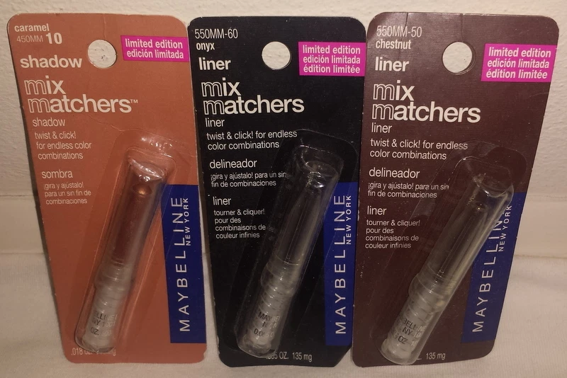 3 MAYBELLINE Mix Matchers Eye Shadow 10 Caramel / Liner 50 Chestnut 60 Onyx NEW - Image 1 of 1