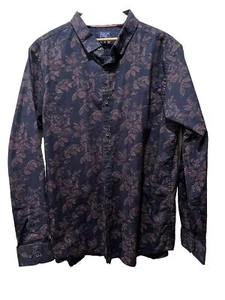 Camicia uomo acciaio e gelatina con bottoni XL blu floreale manica lunga casual - Foto 1 di 5