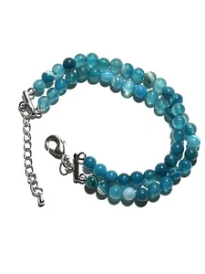BRACCIALE LUNGO 18 CM CON PERLE DA 6 MM COLORE CELESTE SFUMATO - Foto 1 di 5