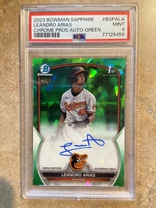2023 Bowman Chrome Sapphire Leandro Arias 1st Green AUTO #/50 ORIOLES PSA 9 MINT - Picture 1 of 2