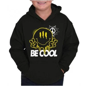 Be Cool Happy Three Eyed Happy Face Graffiti Youth Hooded Sweatshirt Boy or Girl - Picture 1 of 7
