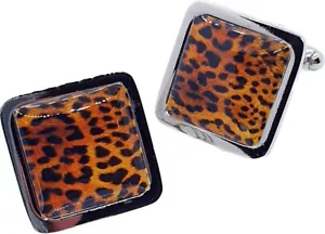 Unique LEOPARD PRINT CUFFLINKS groom COOL FOR CATS handmade MENS JEWELLERY smart - Picture 1 of 2