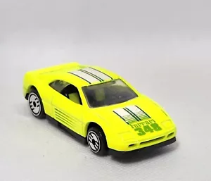 Vintage 1990 Hot Wheels Ferrari 348 Neon Yellow From Power Loop Set - RARE - Picture 1 of 4