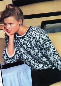 ~ Pingouin Knitting Pattern For Lady's Beautiful Sparkly Fair Isle Sweater ~ - Imagen 1 de 1