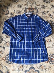 Wrangler shirt Men XXLT 2XL Tall GEORGE STRAIT cowboy cut blue plaid button up