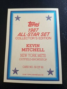 Kevin Mitchell NY Met 1987 Topps All-Star Collector's Edition BLANK FRONT SCARCE