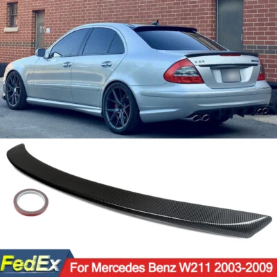 Fit For Mercedes Benz W211 E300 E350 2003-2009 Trunk Spoiler Carbon Fiber Look — 第 1/4 张图片