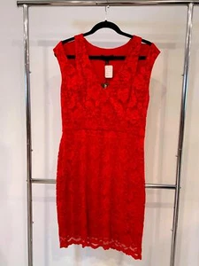 ABS Damen leuchtend rotes Spitzenkleid - Größe L - Bild 1 von 3