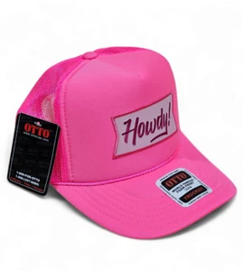 HOWDY! HOT PINK OTTO FOAM TRUCKER HAT W/ GOOD VIBES PATCH ADJUSTABLE OSFM UNISEX - Picture 1 of 13