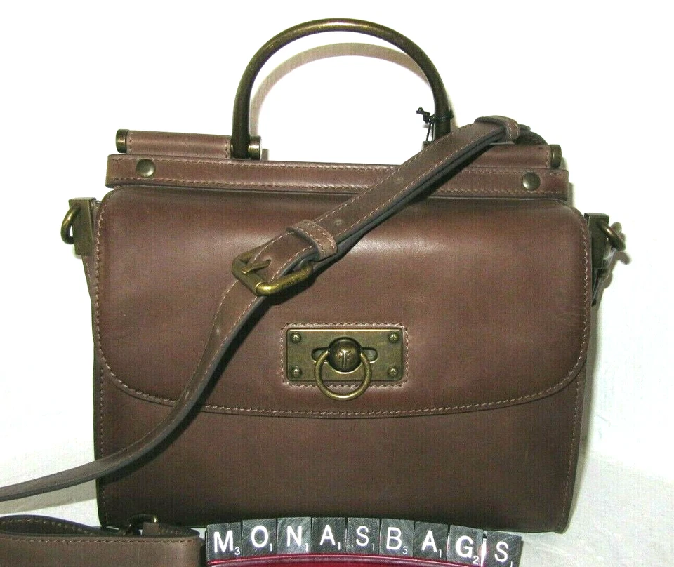 Frye Farrah Top Handle Dark Brown Leather Satchel Crossbody Shoulder Bag NW/OT