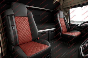 2 x Coprisedile Rosso Camion 1+1 Ecopelle Imbottita Lusso per MAN TGX 2015-2020 - Imagen 1 de 5