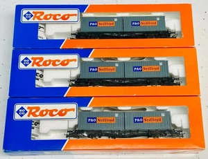 Roco 47595 4Rad 40' Containerwagen mit 2 X P&O Nedlloyd Containern X 3 - HO - Bild 1 von 17
