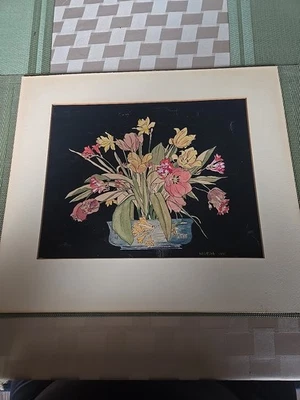 Floral Watercolor Painting By H.F. Gottlieb Signed And Dated 1938 On Art Board - Image 1 of 4