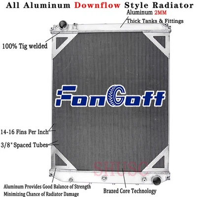 3 Row Radiator For 2008-2015 Volvo VAH VNL VNM VHD / 2008-2017 Mack CXU CXU600 - Imagem 1 de 4