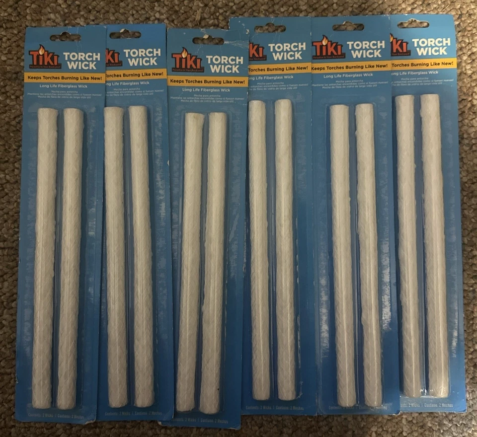 2 Lamplight Farms Tiki Torch Wick Replacement Round Shape Fiberglass 2ea