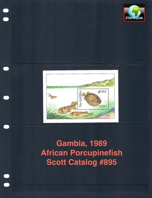 Valor Scott de $6,25 - GAMBIA 1989 pez puercoespín s/s África CV MNH NH UMM Foto 1 de 4
